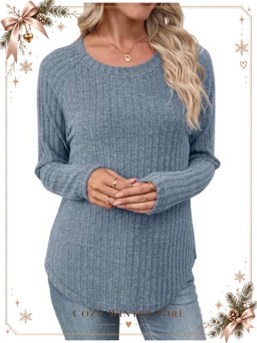 Long Sleeve Tunic Top Curved Hem High Low Side Split Loose Fit